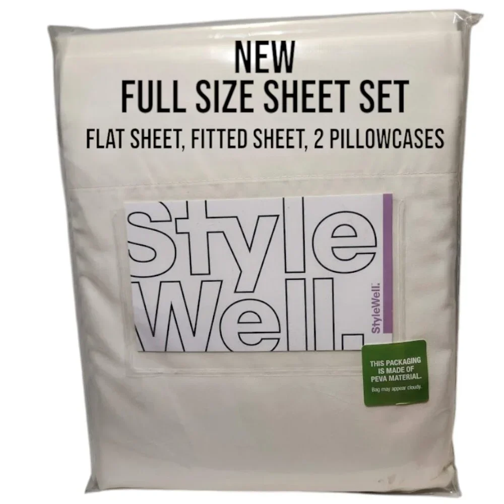 NEW Full Size Soft Microfiber 4 Piece Sheet Set Sheets Pillowcases Ivory Cream